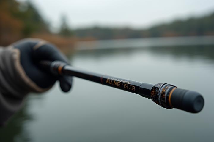 Custom bass fishing rod with a uniquely shaped, ergonomic handle design
